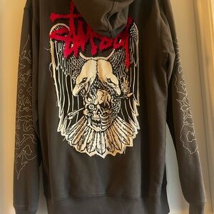 Grey, white and hot pink Stussy zip up sweatshirt